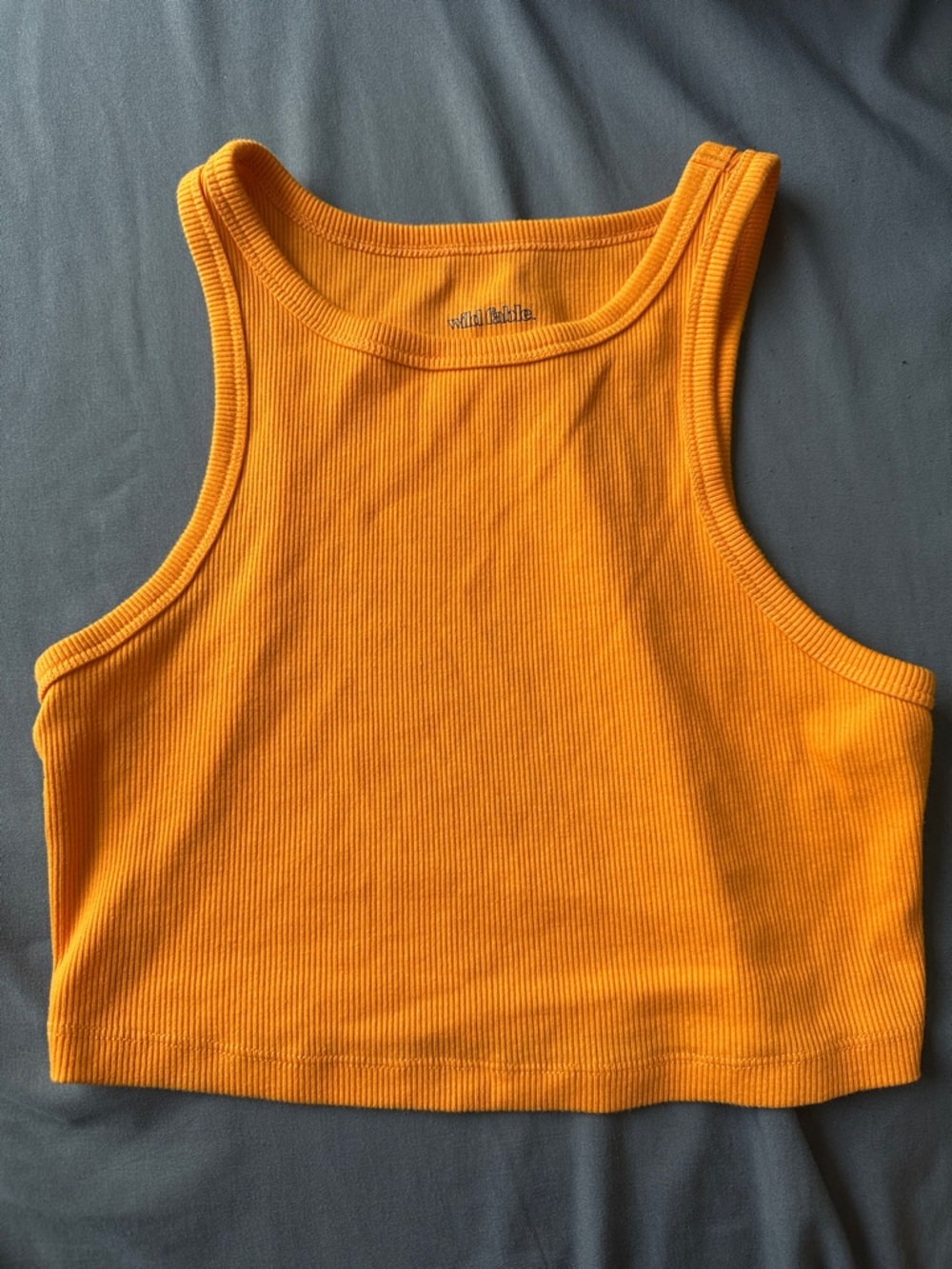 Orange Ribbed Crop Tank Top